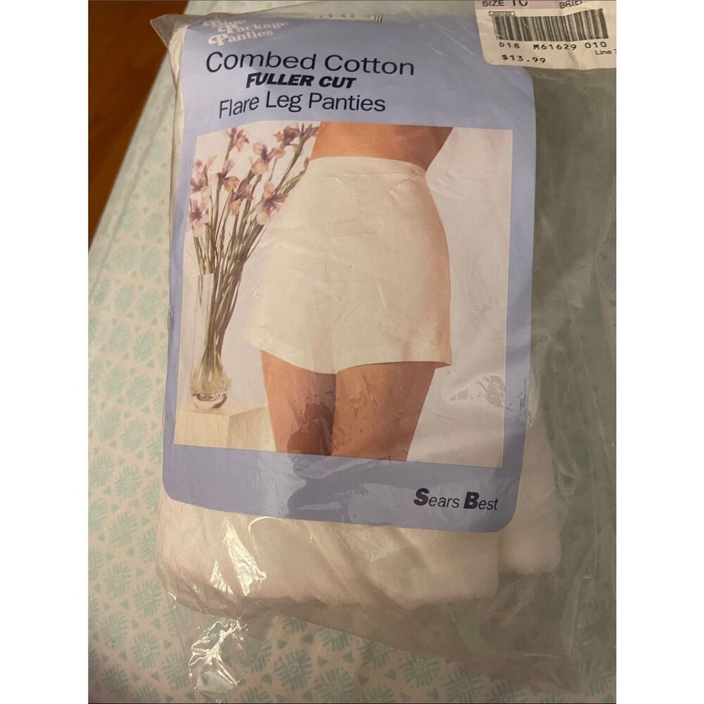 Sears White Combed Cotton Fuller-Cut Flare Leg Panties